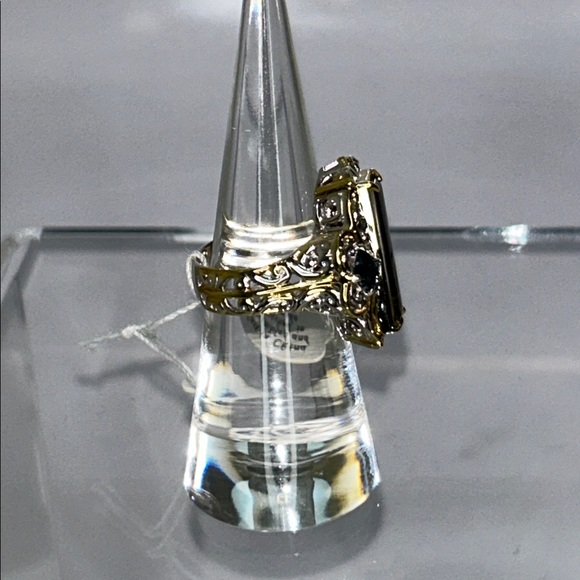 NWT Gems En Vogue Sterling Palladium 14K Accent Ammolite London Blue Topaz Ring - Picture 3 of 8